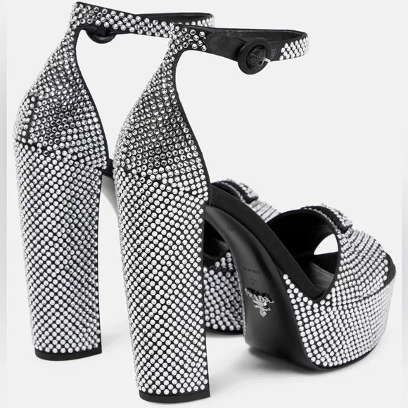 EUC PRADA Embellished satin platform sandals $2,100 39 - Picture 6 of 17